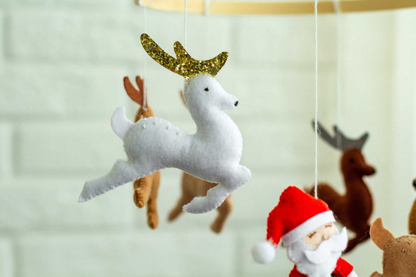 Santa and Reindeer Baby Mobile – Christmas Nursery Crib Decor - WoollyFox