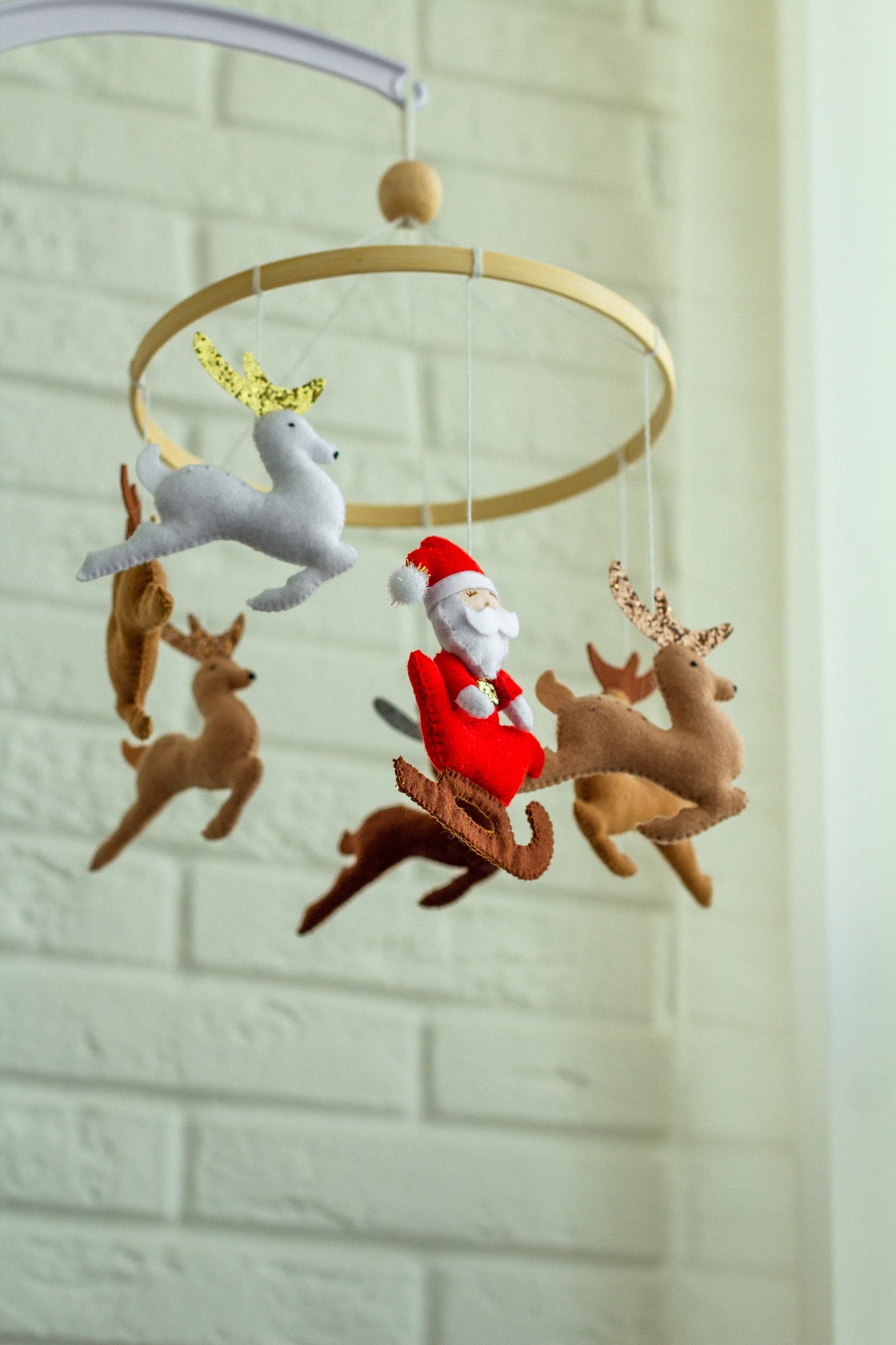 Santa and Reindeer Baby Mobile – Christmas Nursery Crib Decor - WoollyFox