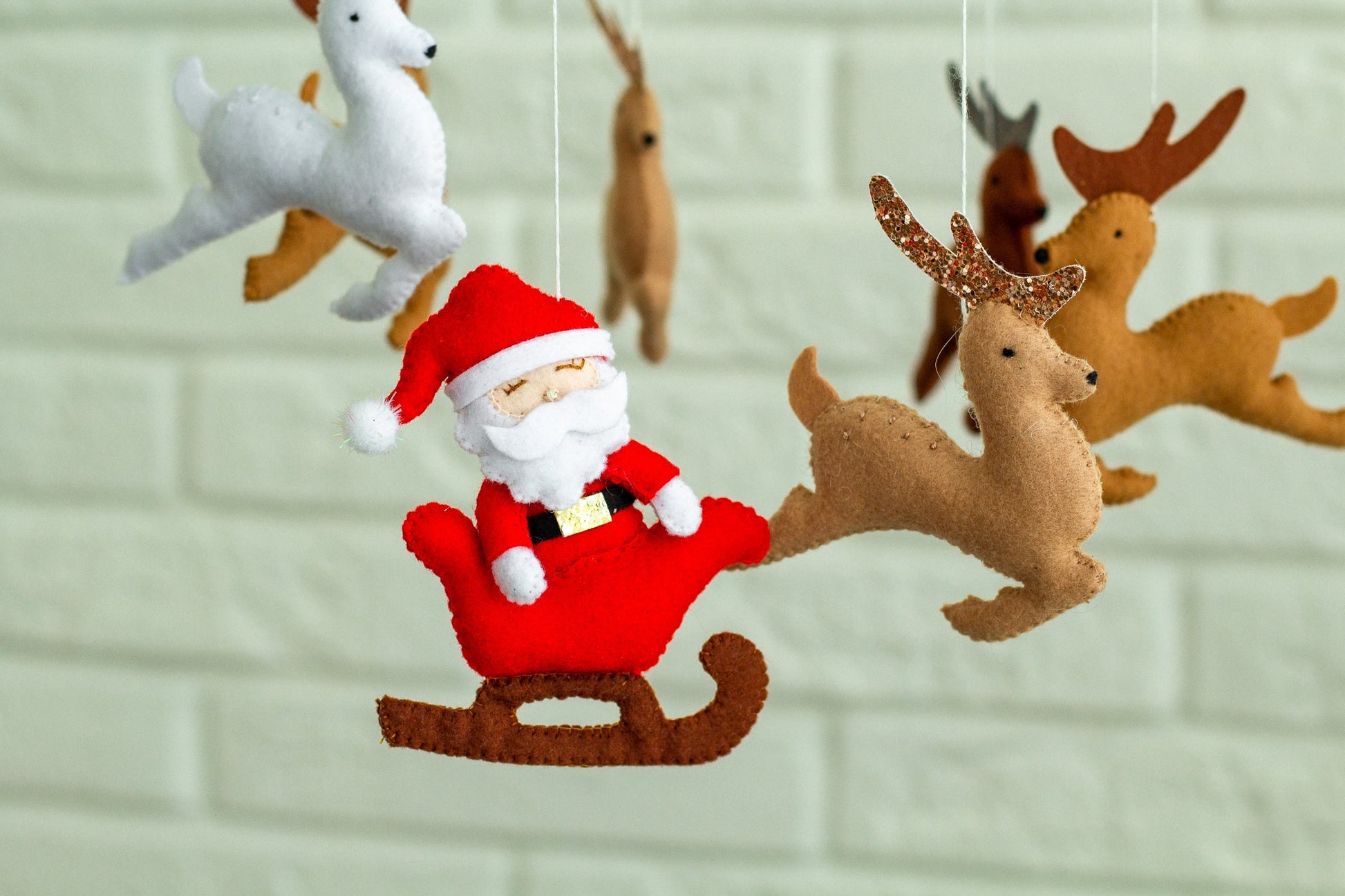 Santa and Reindeer Baby Mobile – Christmas Nursery Crib Decor - WoollyFox