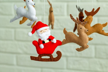 Santa and Reindeer Baby Mobile – Christmas Nursery Crib Decor - WoollyFox