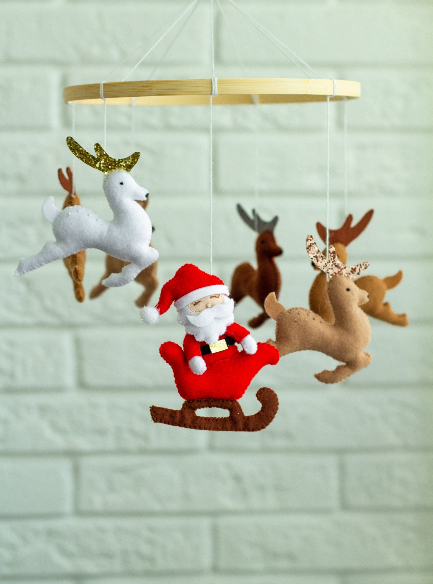 Santa and Reindeer Baby Mobile – Christmas Nursery Crib Decor - WoollyFox