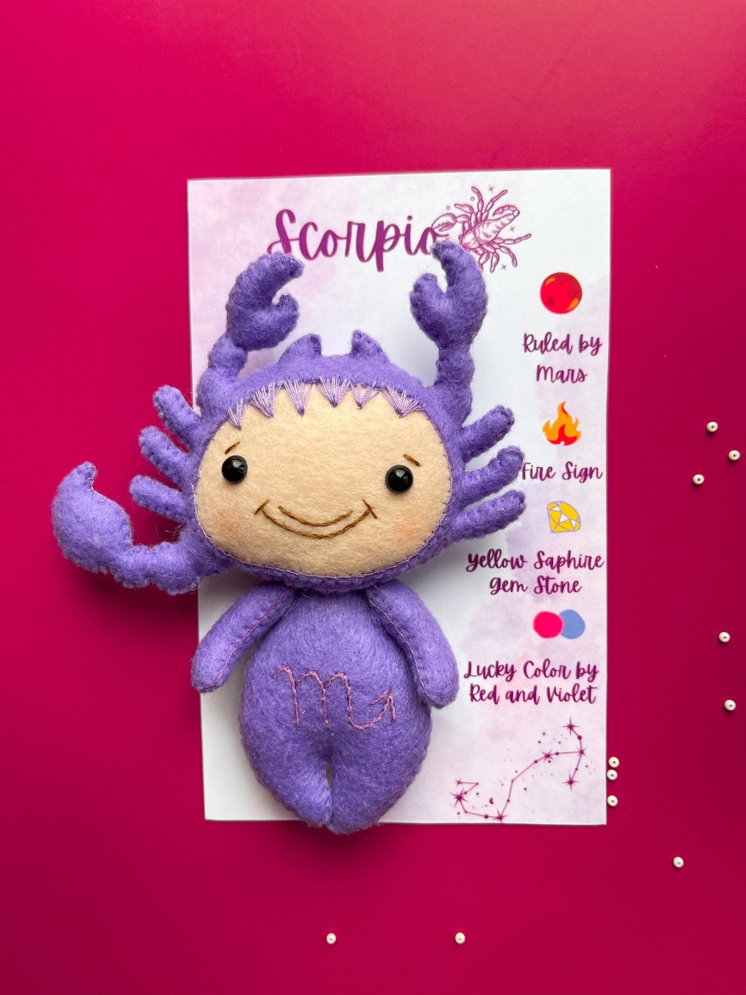 Scorpio Zodiac Felt Doll - WoollyFox