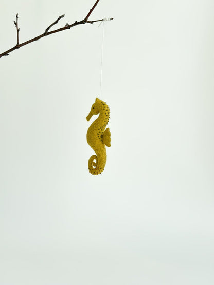Seahorse Felt Ornament | Handmade Felt Toy | Ocean Animal Decor - WoollyFox