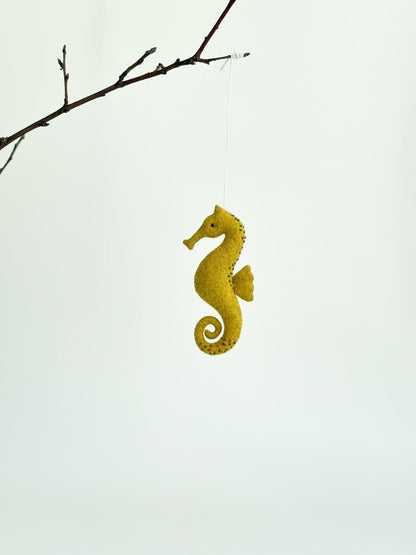 Seahorse Felt Ornament | Handmade Felt Toy | Ocean Animal Decor - WoollyFox