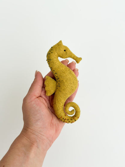 Seahorse Felt Ornament | Handmade Felt Toy | Ocean Animal Decor - WoollyFox
