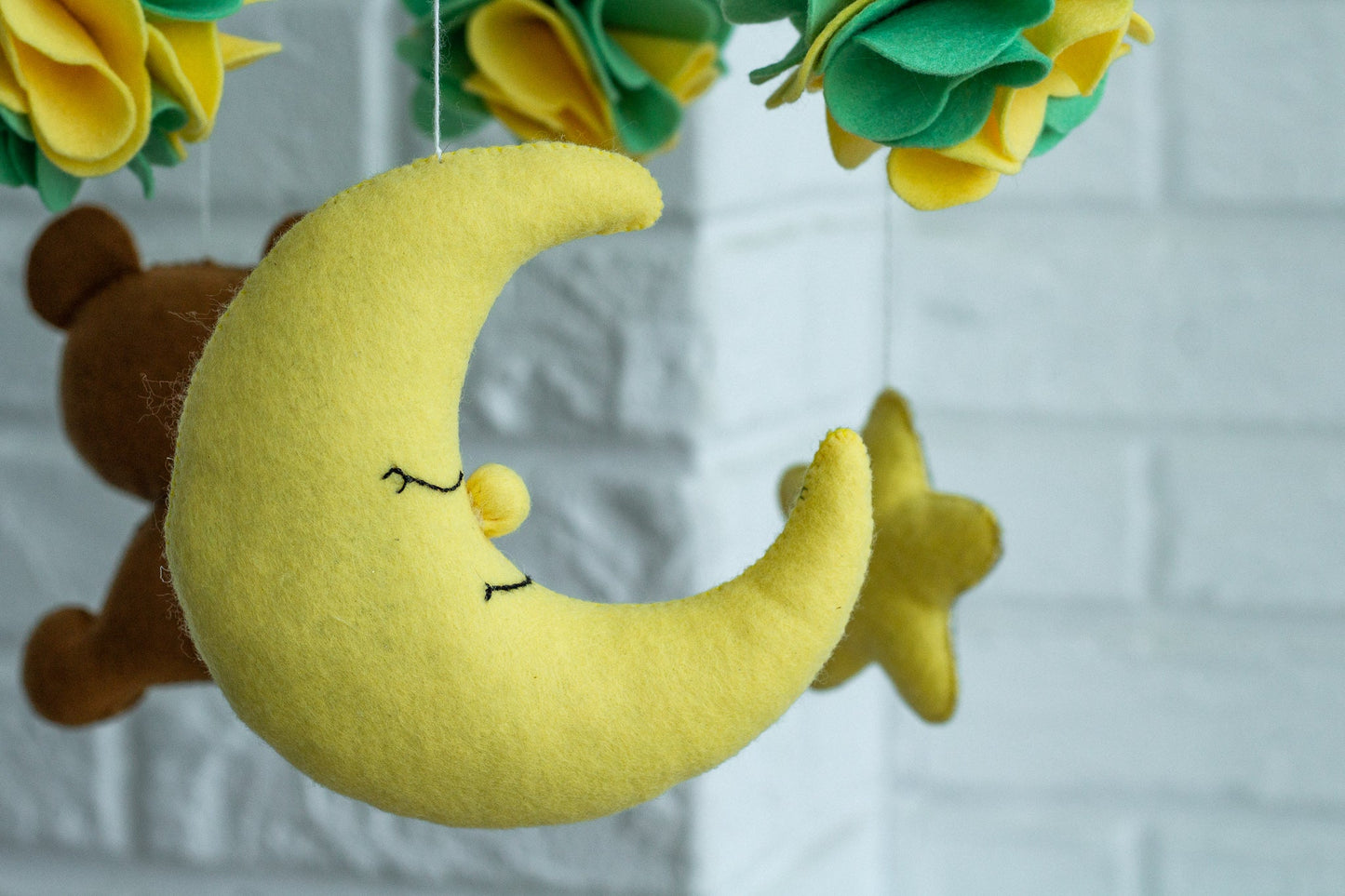 Sky And Bear Baby Mobile - WoollyFox