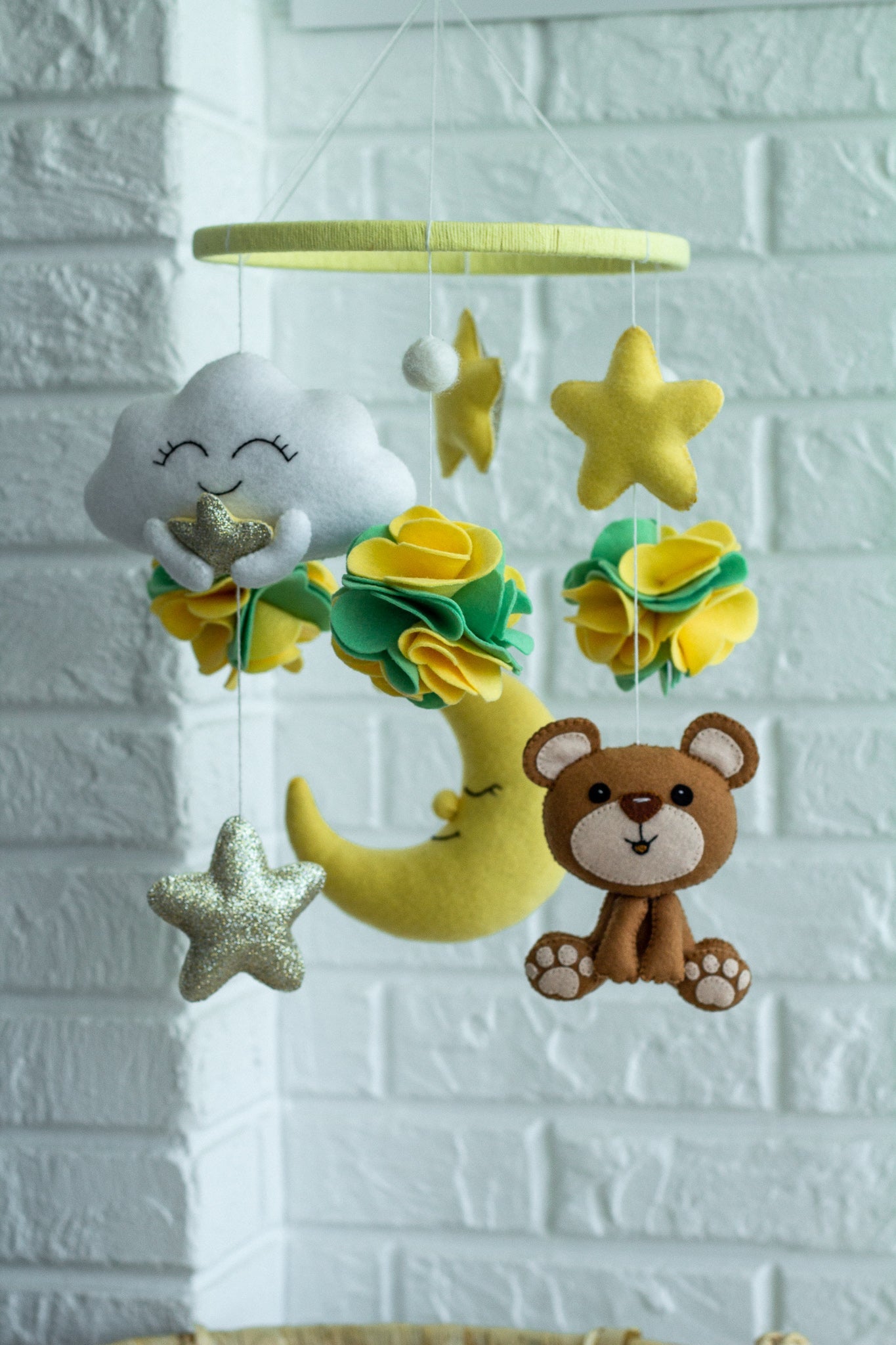 Sky And Bear Baby Mobile - WoollyFox