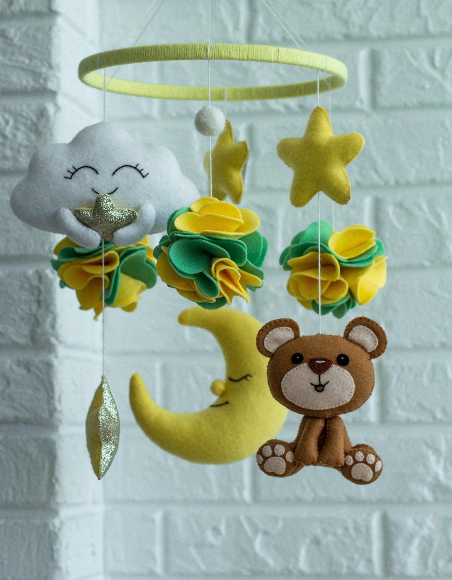 Sky And Bear Baby Mobile - WoollyFox