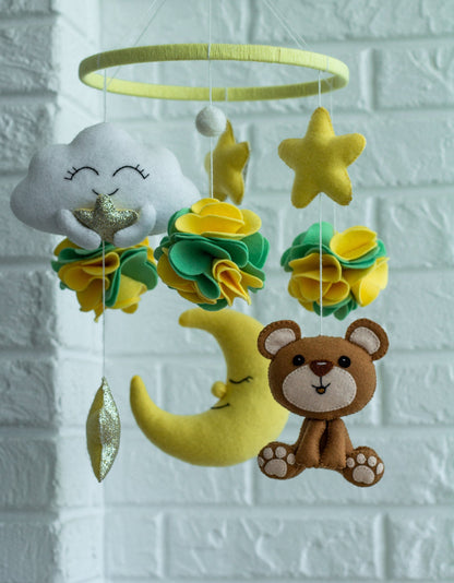 Sky And Bear Baby Mobile - WoollyFox