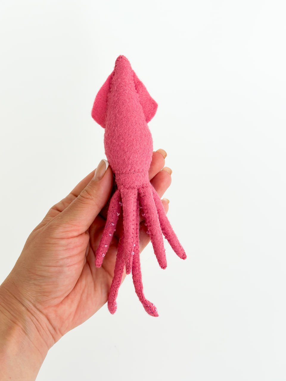 Squid Felt Ornament | Handmade Felt Toy | Ocean Animal Decor - WoollyFox