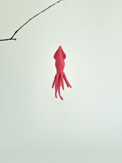 Squid Felt Ornament | Handmade Felt Toy | Ocean Animal Decor - WoollyFox