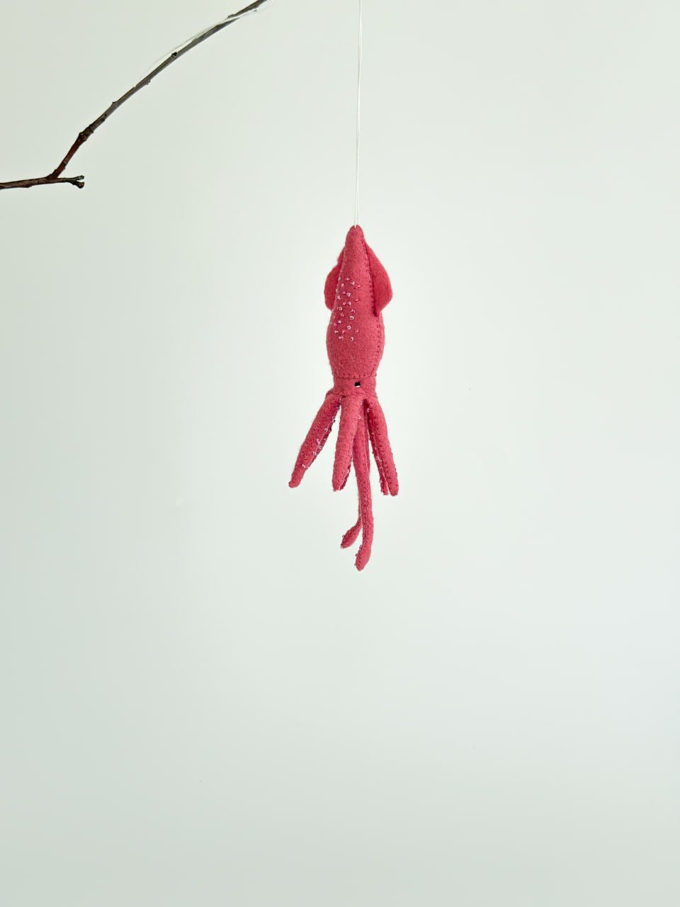 Squid Felt Ornament | Handmade Felt Toy | Ocean Animal Decor - WoollyFox