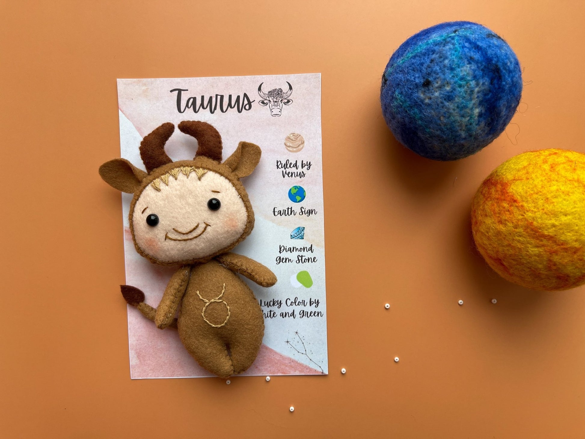 Taurus Zodiac Felt Doll - WoollyFox