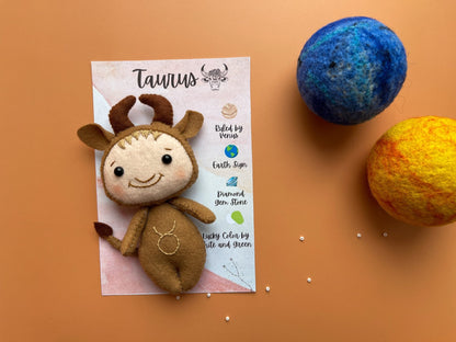 Taurus Zodiac Felt Doll - WoollyFox