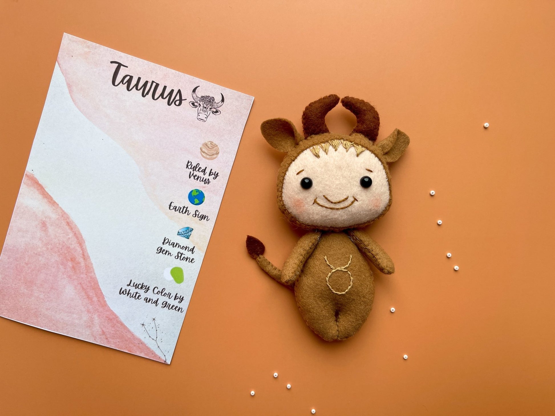 Taurus Zodiac Felt Doll - WoollyFox