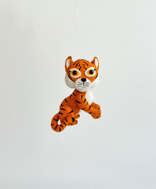 Tiger Felt Ornament | Handmade Felt Toy | Jungle Animal Decor - WoollyFox