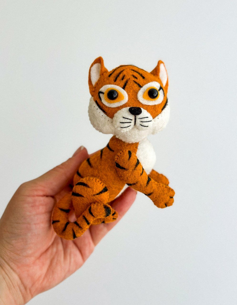 Tiger Felt Ornament | Handmade Felt Toy | Jungle Animal Decor - WoollyFox