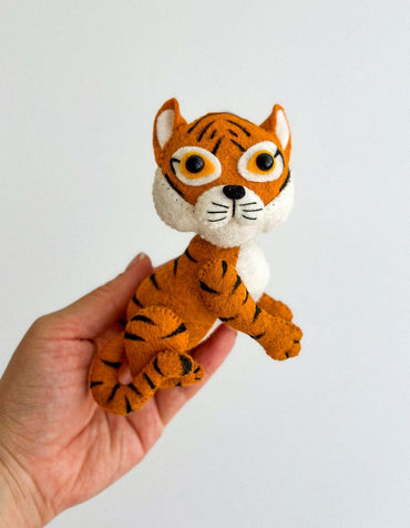 Tiger Felt Ornament | Handmade Felt Toy | Jungle Animal Decor - WoollyFox