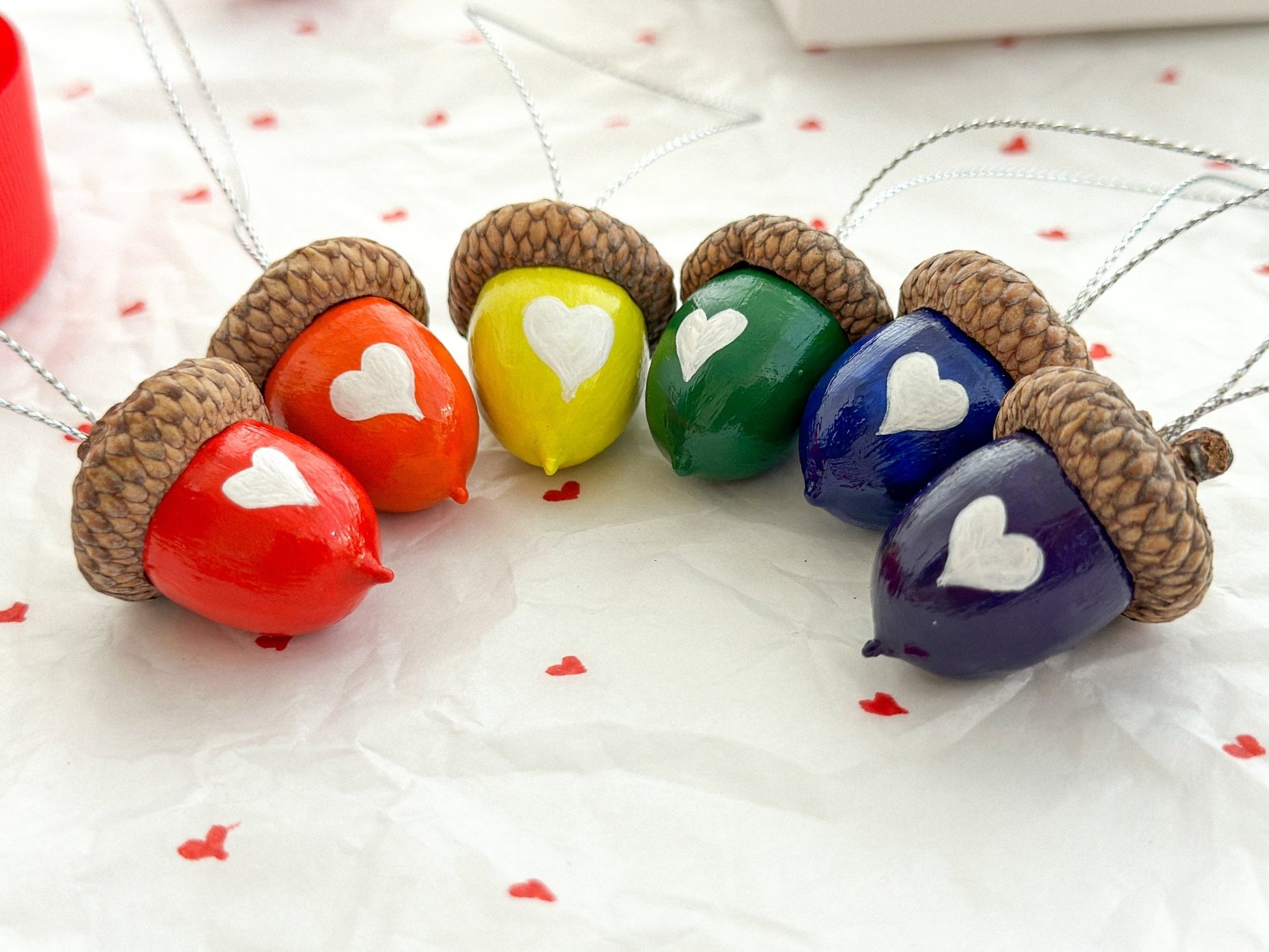 Valentine's Day acorn ornaments - WoollyFox