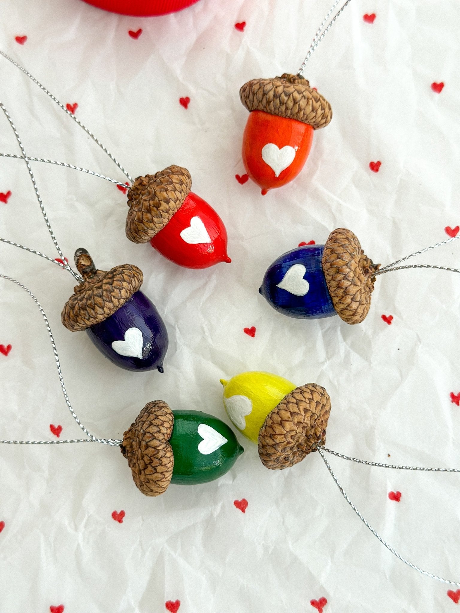 Valentine's Day acorn ornaments - WoollyFox