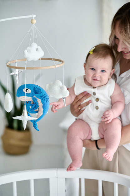 Whale mobile nursery