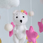 Nursery girl baby crib mobile, bunny baby cot mobile