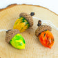 Christmas decor Hand painted multi-colored acorns