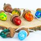 Christmas decor Hand painted multi-colored acorns