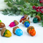 Christmas decor Hand painted multi-colored acorns