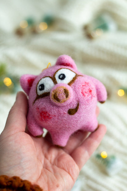 Christmas Wool Pig Ornament