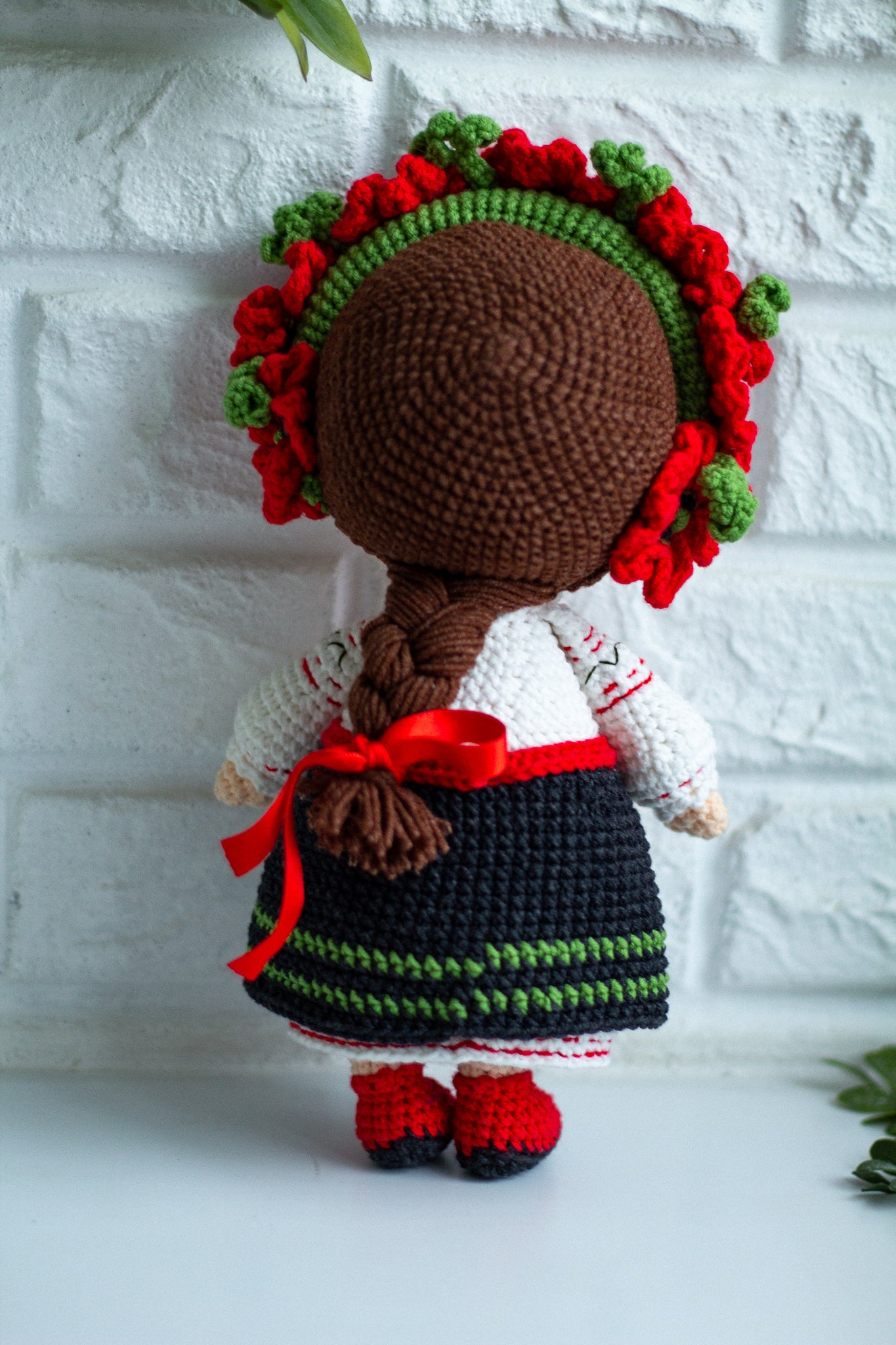 Ukrainian girl toy gift, knitted Ukrainian doll