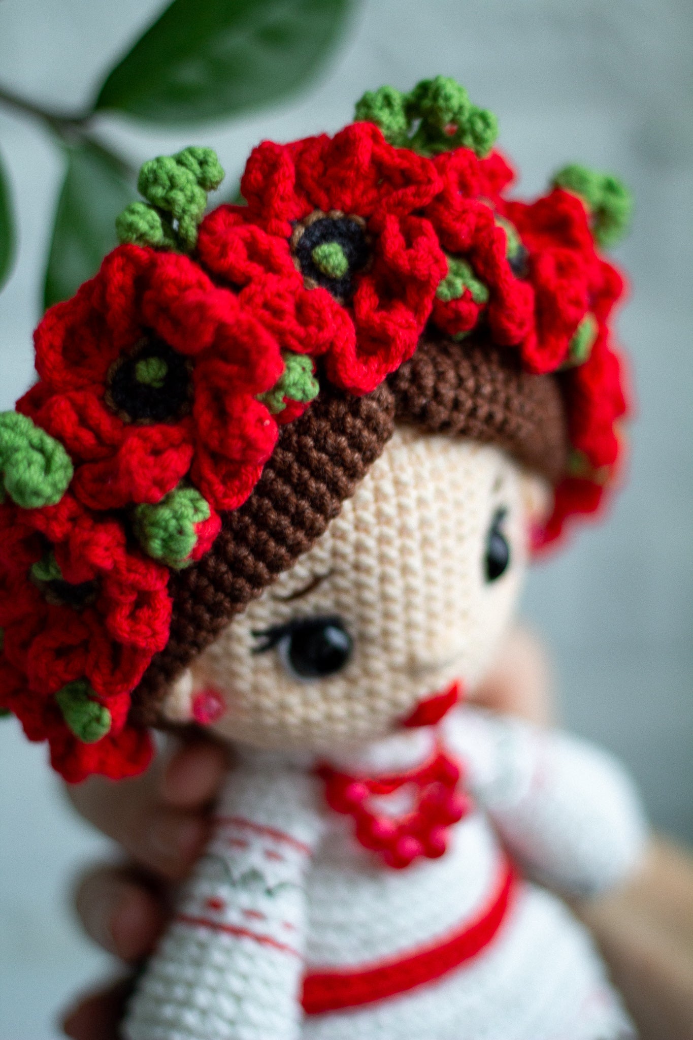 Ukrainian girl toy gift, knitted Ukrainian doll