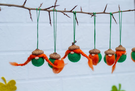 St. Patrick's Day acorns ornaments Set of 7