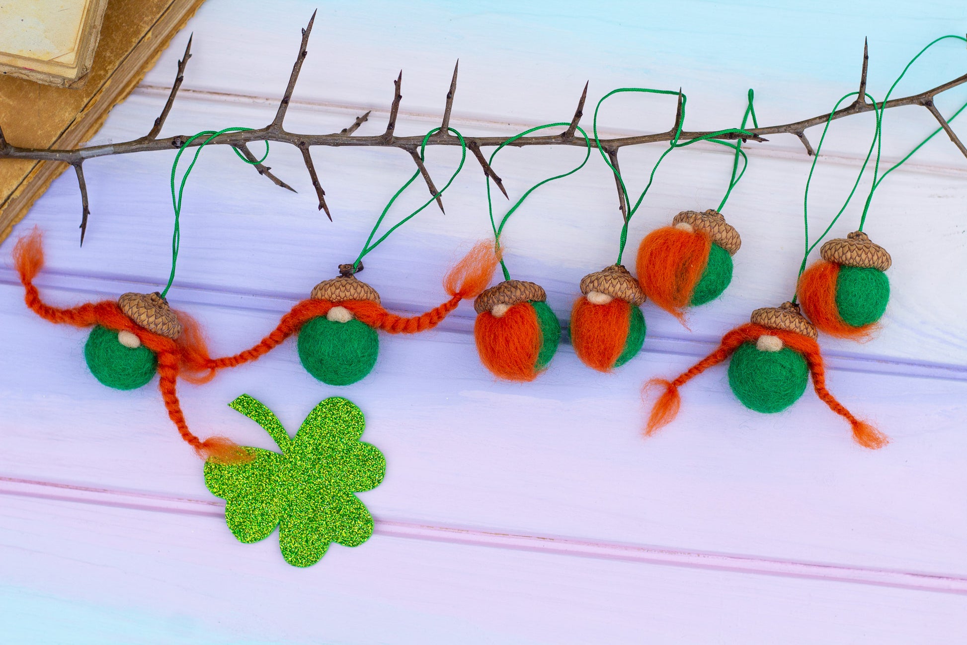 St. Patrick's Day Acorns Ornaments