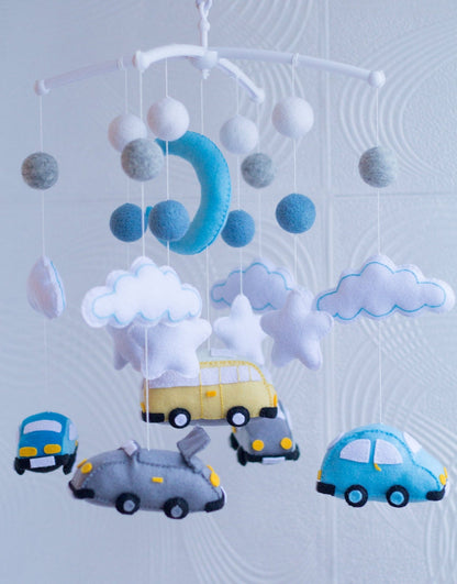 Car And Sky Boy Baby Mobile - WoollyFox