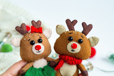 Christmas Reindeer Couple Ornaments - WoollyFox