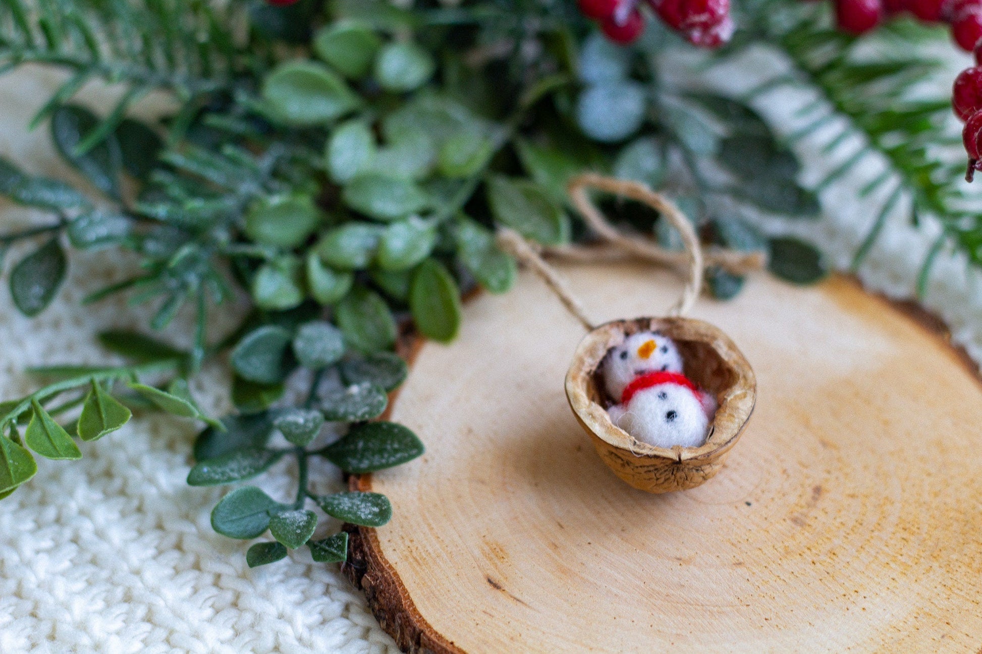 Decoration "Snowman in a nutshell" - WoollyFox