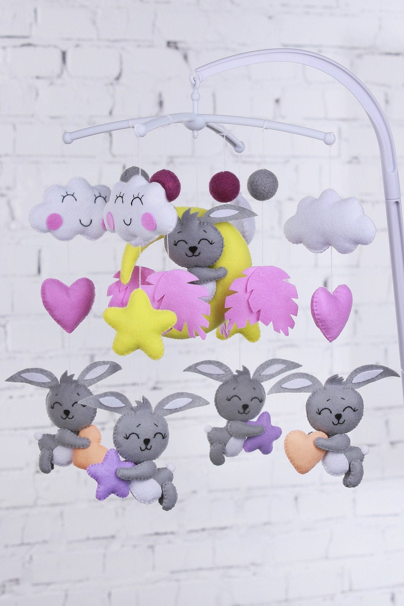 Felt Bunny Baby Mobile - WoollyFox