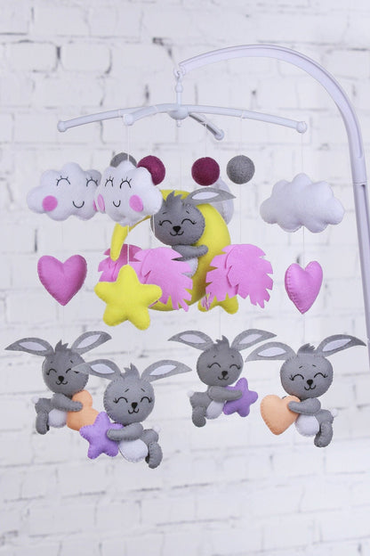 Felt Bunny Baby Mobile - WoollyFox