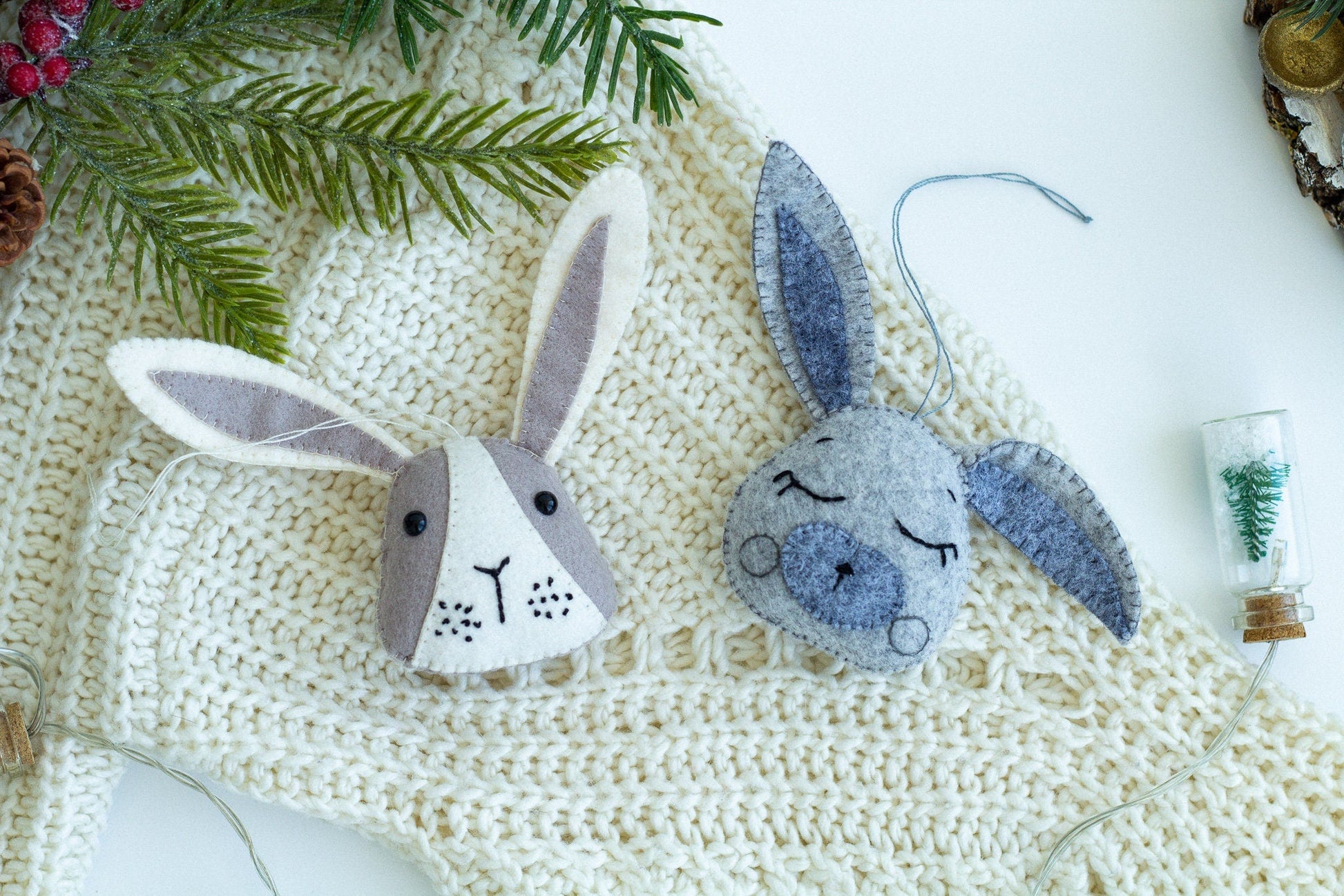 Felt Rabbit Ornaments - WoollyFox