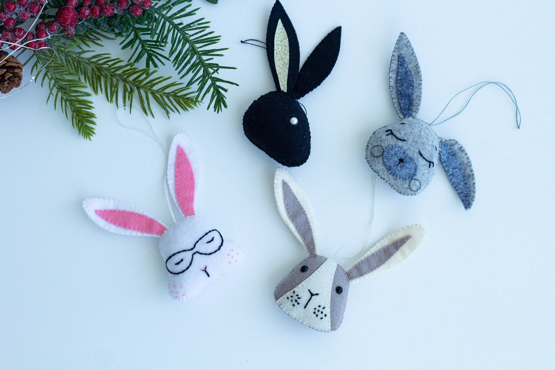 Felt Rabbit Ornaments - WoollyFox