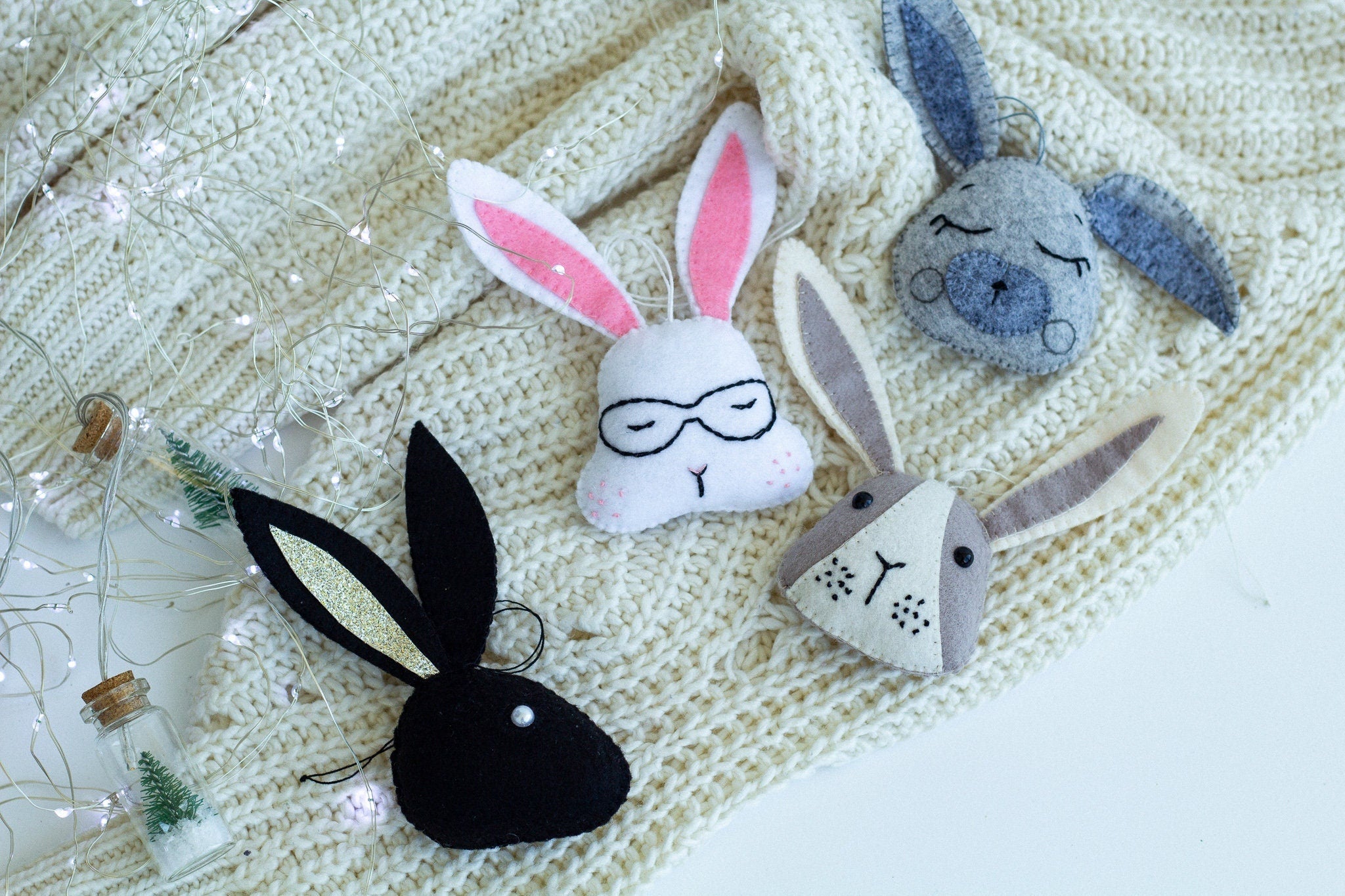 Felt Rabbit Ornaments - WoollyFox