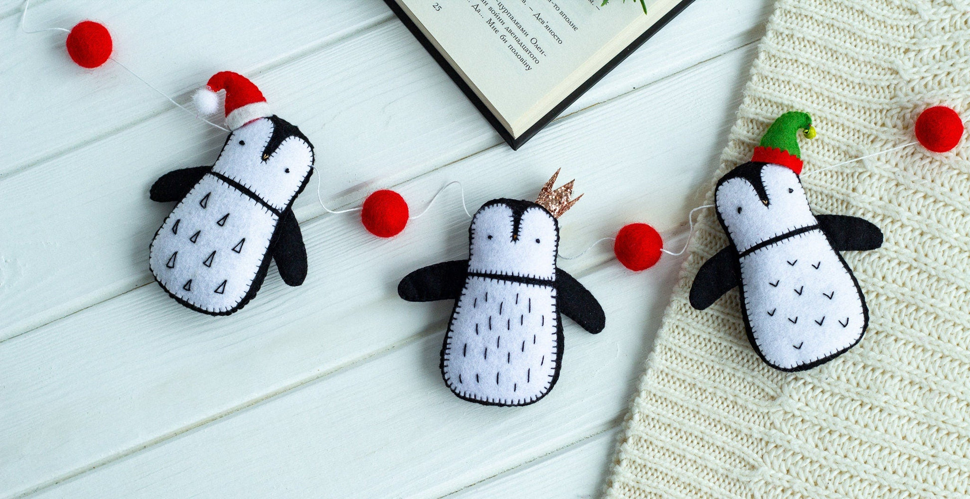 Felted Penguins Garland - WoollyFox