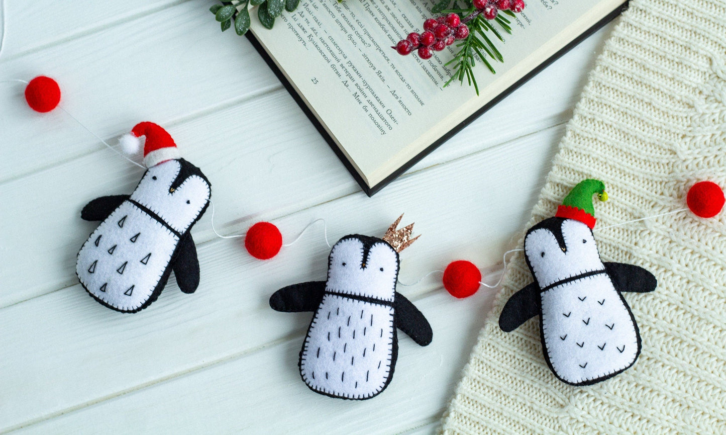Felted Penguins Garland - WoollyFox