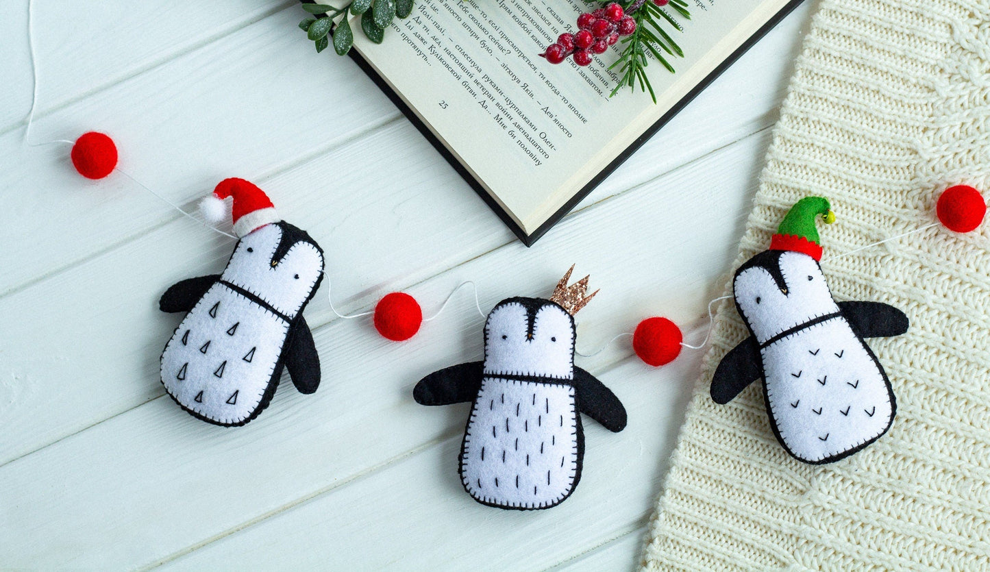 Felted Penguins Garland - WoollyFox