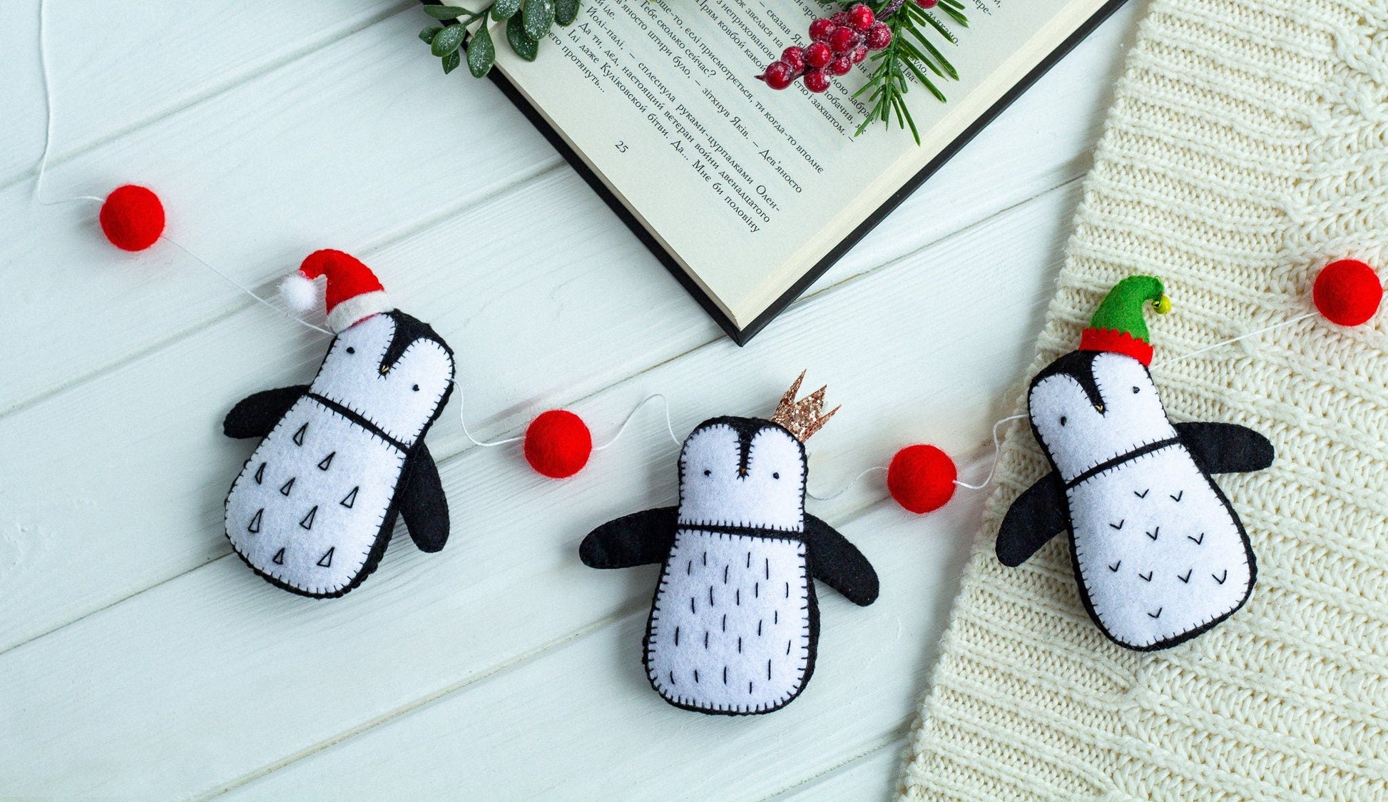 Felted Penguins Garland - WoollyFox