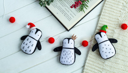 Felted Penguins Garland - WoollyFox
