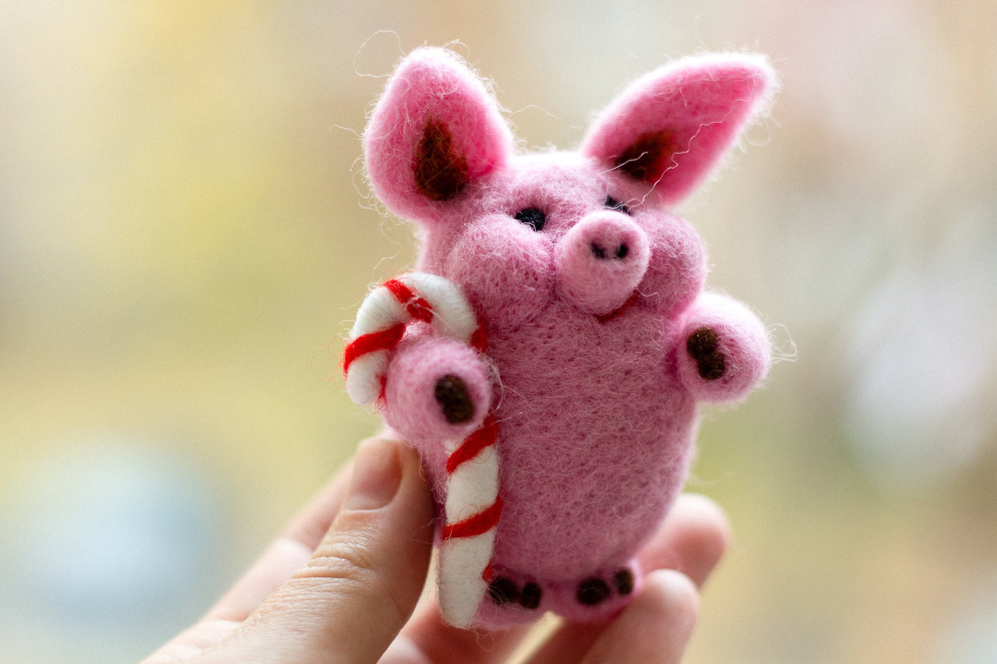 Felted Pig Ornament - WoollyFox