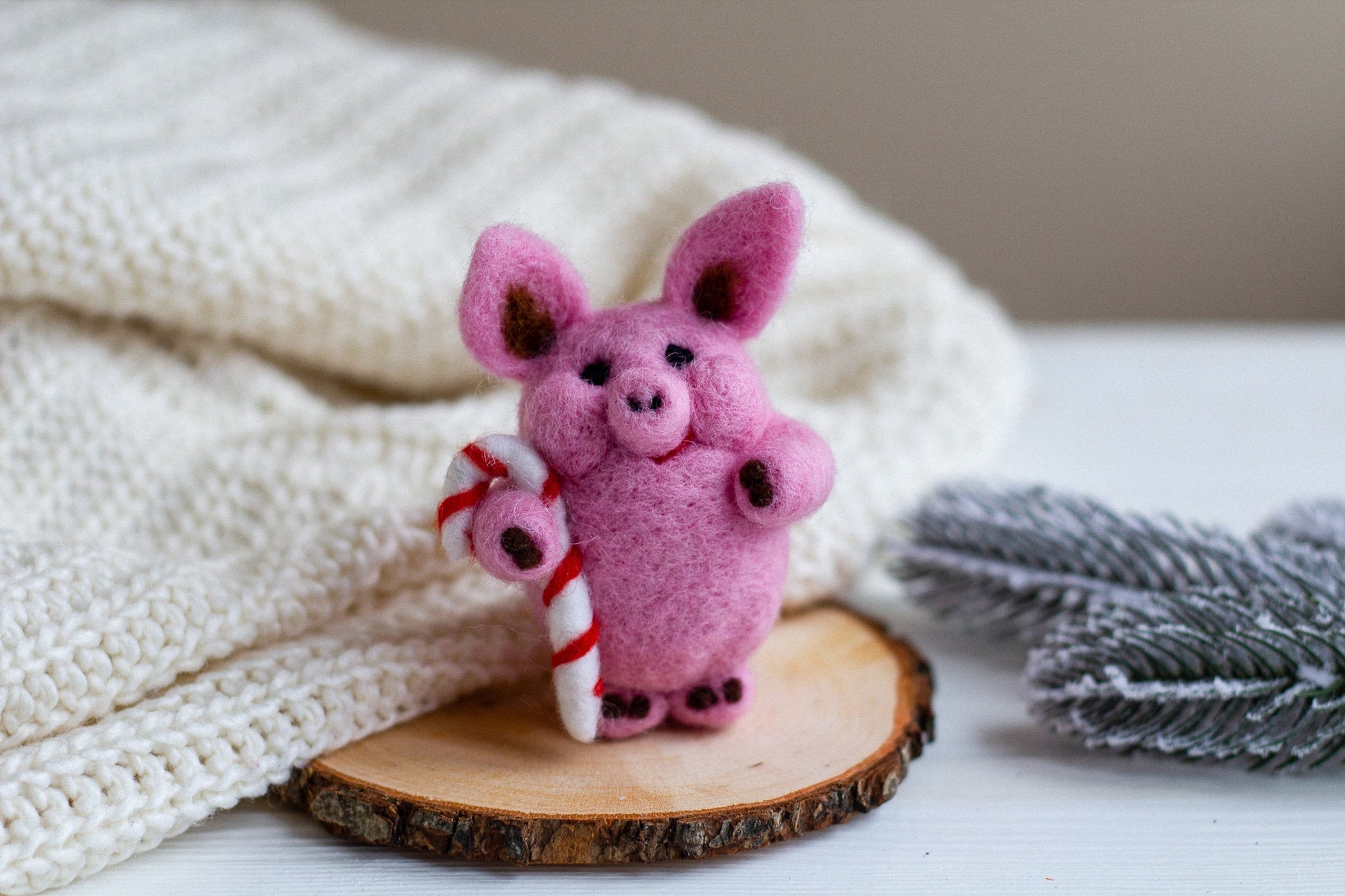 Felted Pig Ornament - WoollyFox