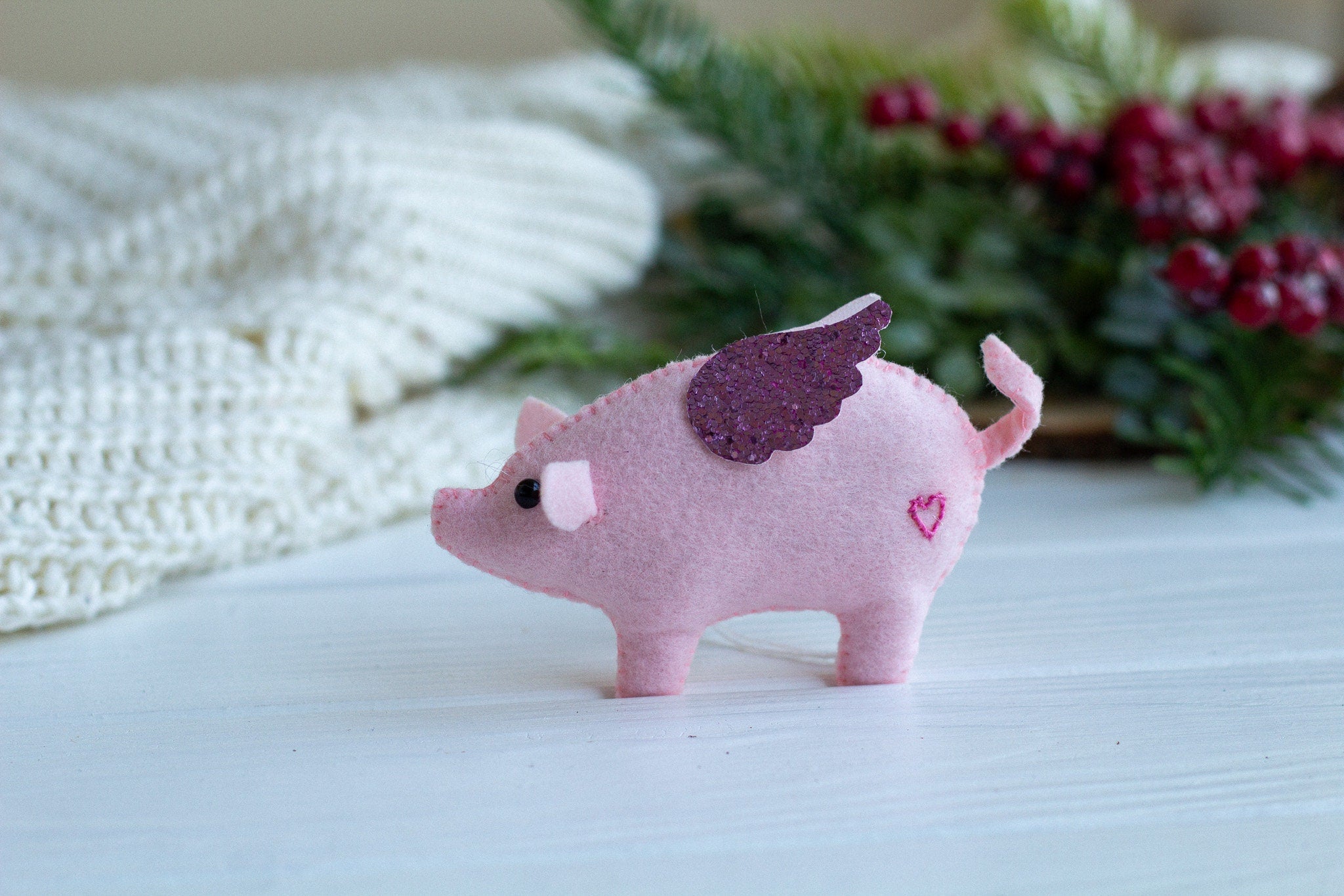 Felted Pink Piglet - WoollyFox